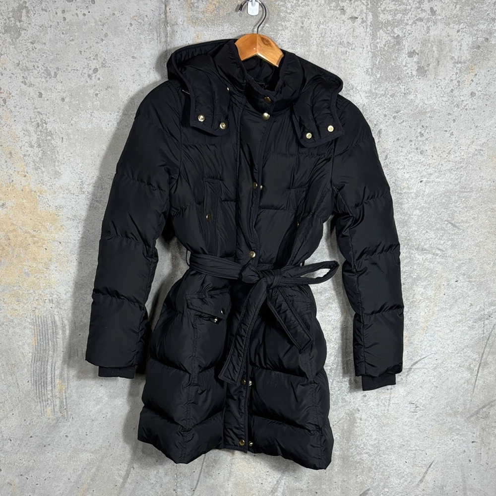 JCREW WINTRESS BELTED DOWN PUFFER PETIT COAT BLACK JACKET b5123 - Picture 2 of 8